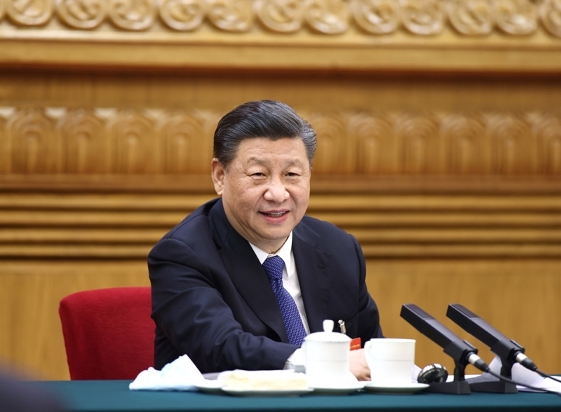 2021年3月5日，習(xí)近平總書記參加十三屆全國人大四次會議內(nèi)蒙古代表團(tuán)的審議。