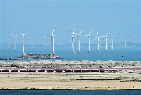 2021年3月9日，三峽福清興化灣海上風電場。新華社記者 林善傳 攝