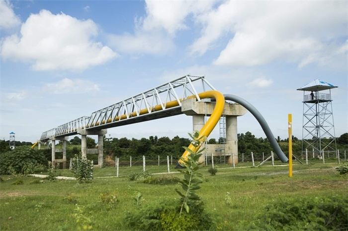 中緬油氣管道跨越河段。中油國際管道公司供圖