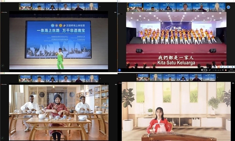 圖為開(kāi)營(yíng)儀式上兩國(guó)營(yíng)員表演精彩節(jié)目。黎明職業(yè)大學(xué)供圖