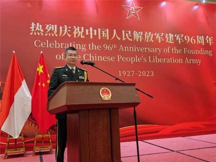 圖為徐勝武官致辭。中國駐印度尼西亞使館供圖