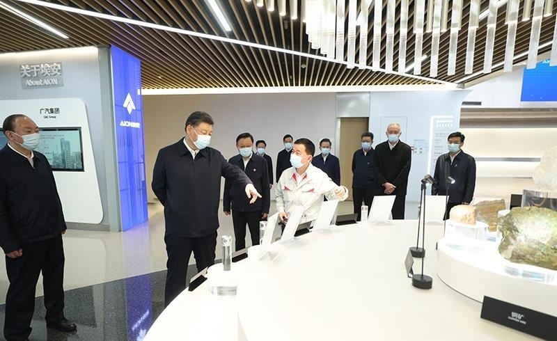 2023年4月12日，習近平總書記在廣東廣汽埃安新能源汽車股份有限公司考察。