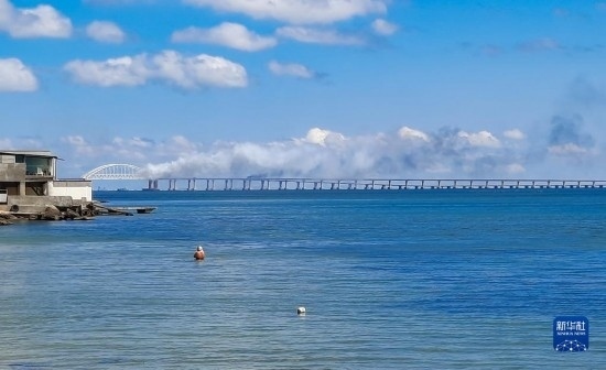 這是8月12日拍攝的克里米亞大橋。新華社/塔斯社