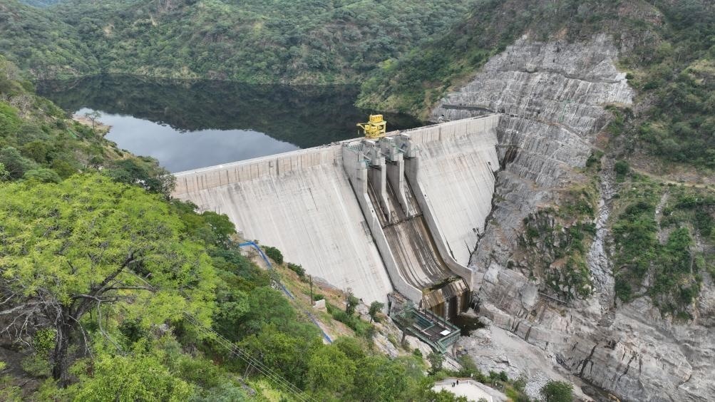 3月23日，航拍的下凱富峽水電站大壩。