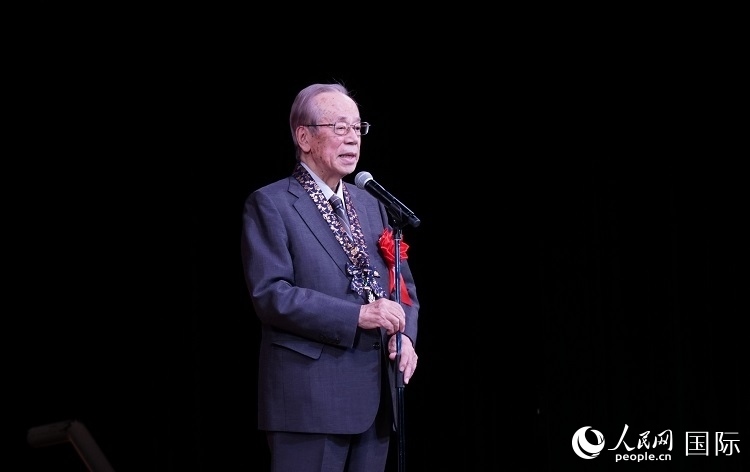 日本前首相福田康夫發(fā)表致辭。人民網(wǎng) 蔣曉辰攝