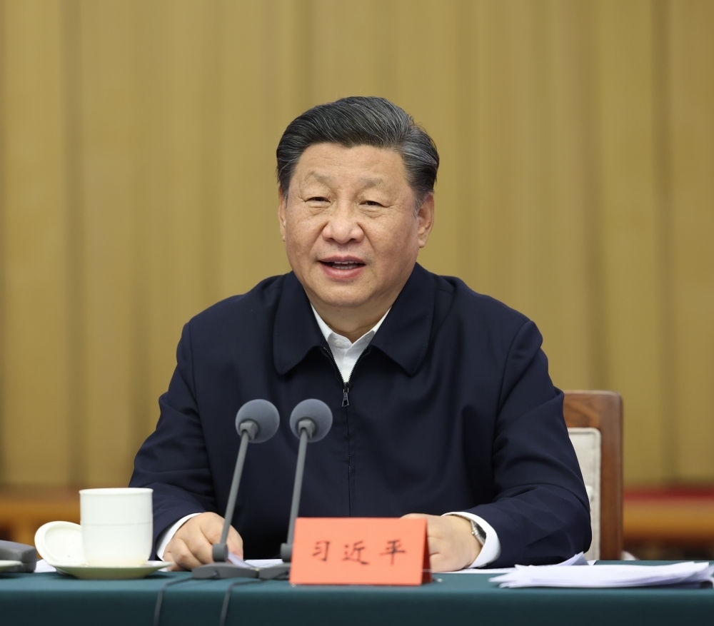 2021年10月22日下午，中共中央總書記、國家主席、中央軍委主席習(xí)近平在山東省濟南市主持召開深入推動黃河流域生態(tài)保護和高質(zhì)量發(fā)展座談會并發(fā)表重要講話。新華社記者 謝環(huán)馳 攝