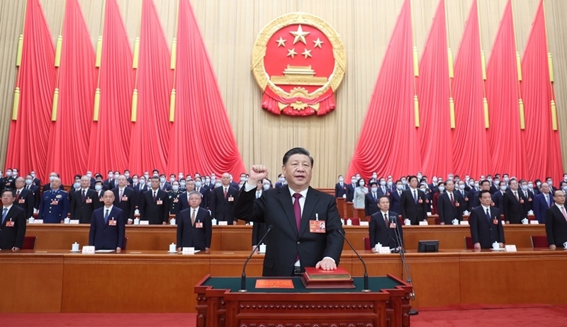 2023年3月10日，習(xí)近平進行憲法宣誓。
