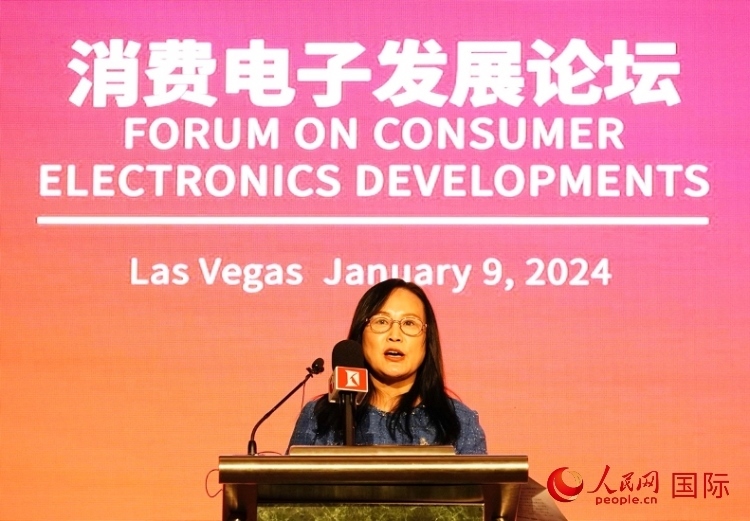 中國(guó)機(jī)電產(chǎn)品進(jìn)出口商會(huì)副會(huì)長(zhǎng)劉春致辭。人民網(wǎng)記者 鄧圩攝