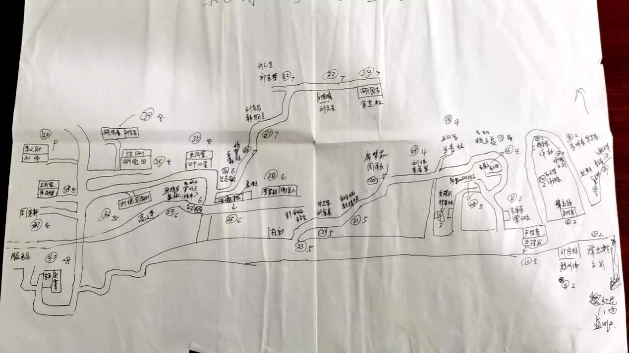姚國生的手繪地圖上，密密麻麻地記錄著脫貧戶人員信息。人民網(wǎng)記者 邱燁攝。