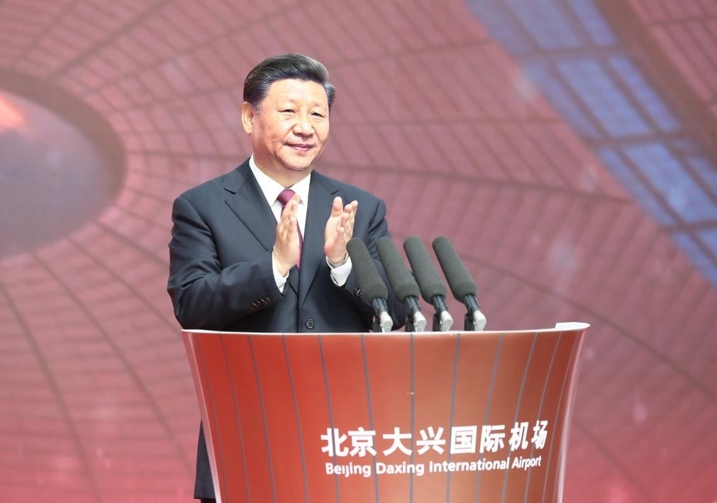 2019年9月25日，習(xí)近平總書記出席北京大興國際機(jī)場(chǎng)投運(yùn)儀式并宣布機(jī)場(chǎng)正式投入運(yùn)營。新華社記者 鞠鵬 攝