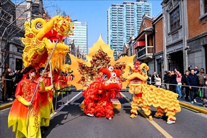 2024年2月10日，上海張園舉辦舞龍舞獅活動，為市民和游客獻上一場視覺盛宴。