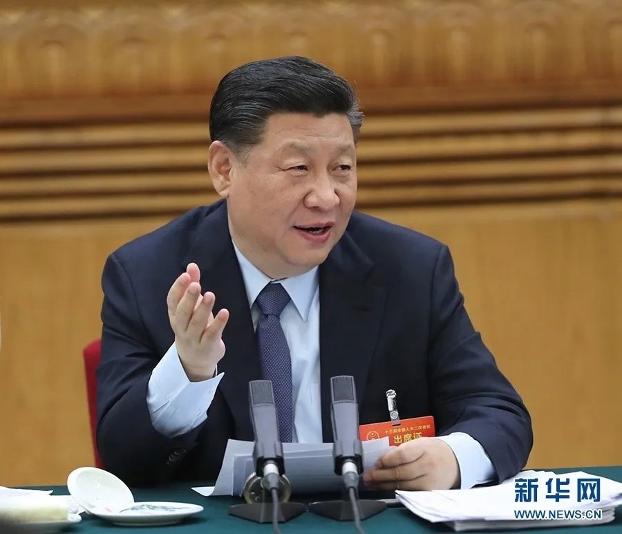 2019年3月7日，習(xí)近平參加十三屆全國人大二次會議甘肅代表團的審議。新華社記者 鞠鵬 攝
