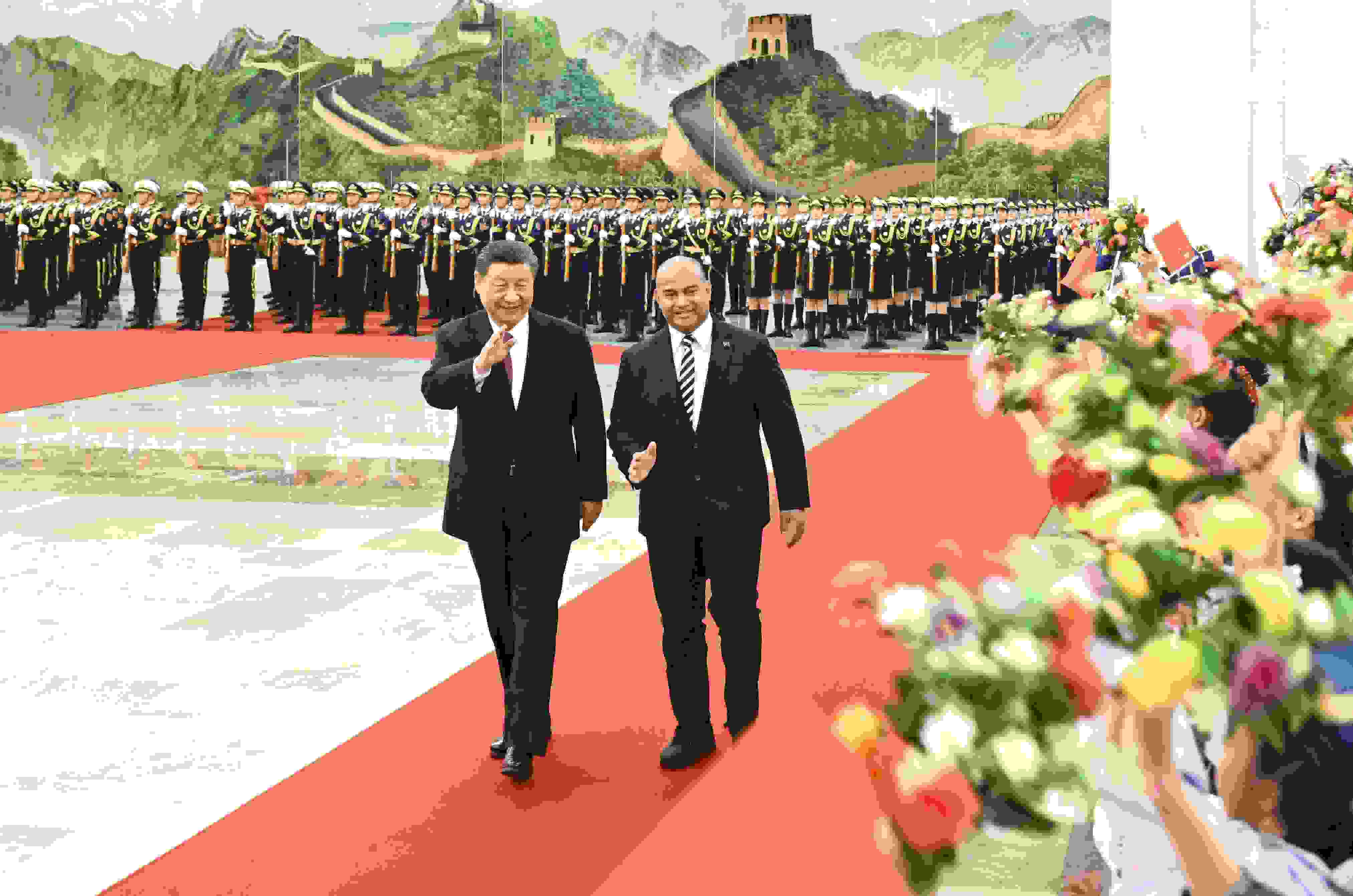 2024年3月25日，習(xí)近平主席在人民大會堂北大廳為瑙魯總統(tǒng)阿迪昂舉行歡迎儀式。