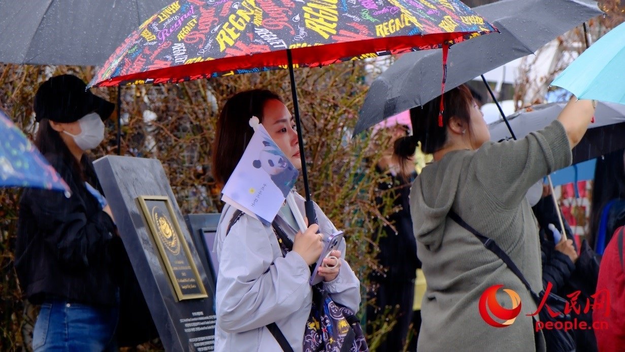 粉絲注視“福寶”車輛，滿眼不舍。 人民網(wǎng) 李帆攝