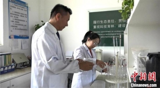 圖為王佐(左一)在廠區(qū)實驗室內(nèi)工作。白先森 攝