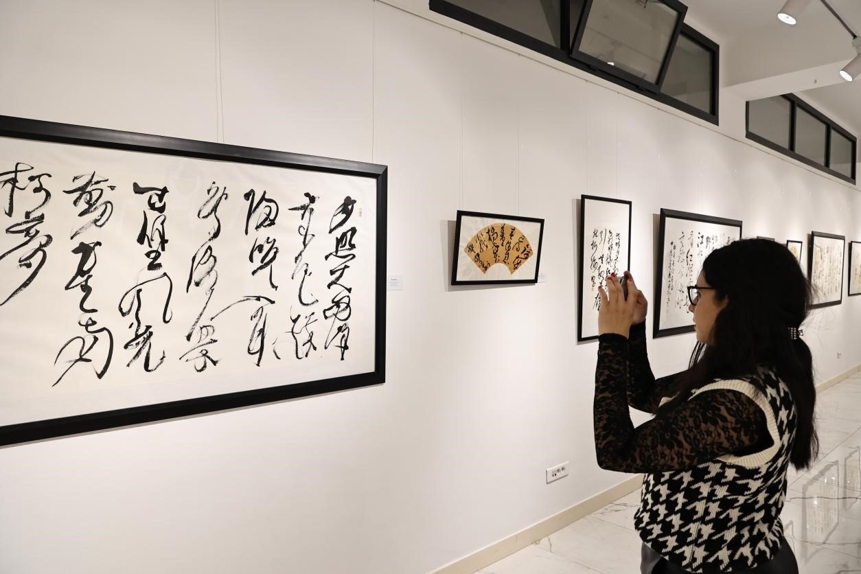 觀眾參觀書法展。拉巴特中國文化中心供圖