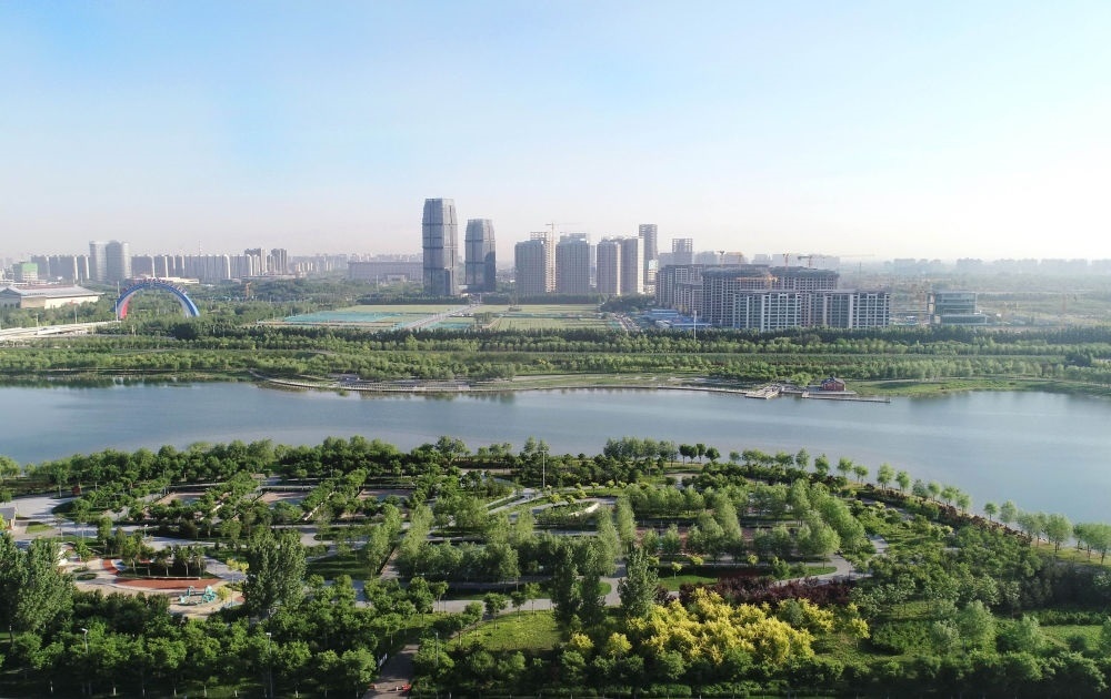 石家莊市滹沱河景色（2022年5月16日攝，無人機照片）。新華社記者 楊世堯 攝