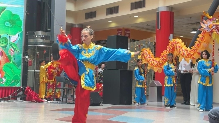 羅馬尼亞人舞龍舞獅隊進行精彩表演。中國駐羅馬尼亞大使館領僑處供圖