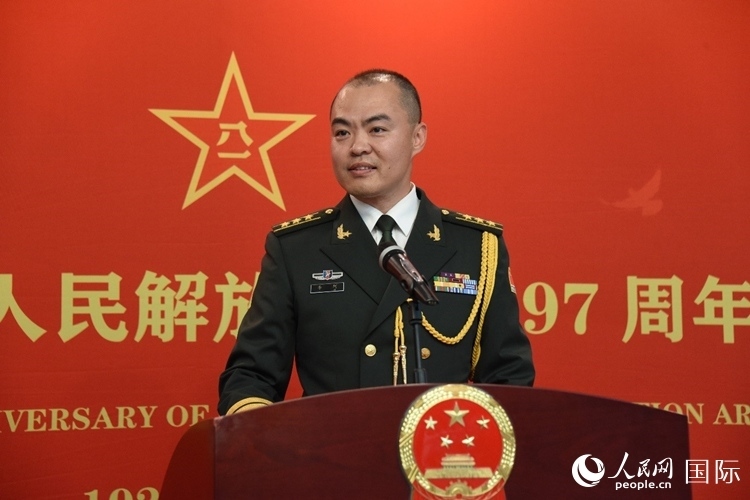 中國駐瑞典大使館副武官李珂致辭。人民網(wǎng)記者 殷淼攝