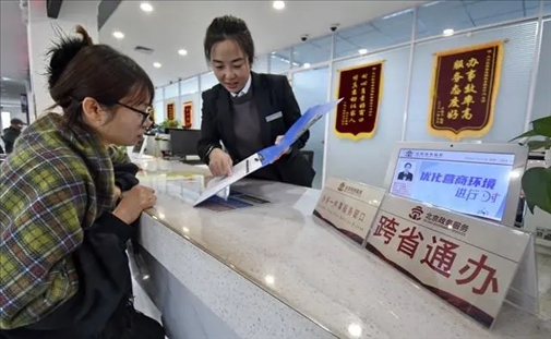 2024年3月25日，北京大興區(qū)，工作人員為群眾辦理跨省政務(wù)事宜。
