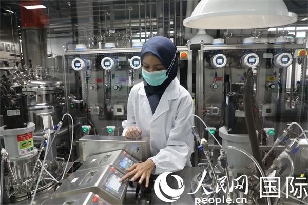 中國—印尼新能源材料與冶金工程技術聯(lián)合研究實驗室內，研究人員正在工作。人民網記者曹師韻攝