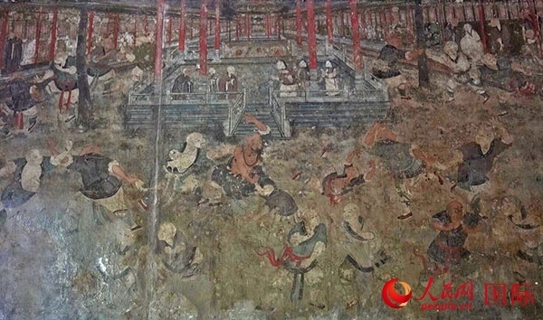 少林寺白衣殿壁畫。人民網(wǎng)記者 張麗婭攝
