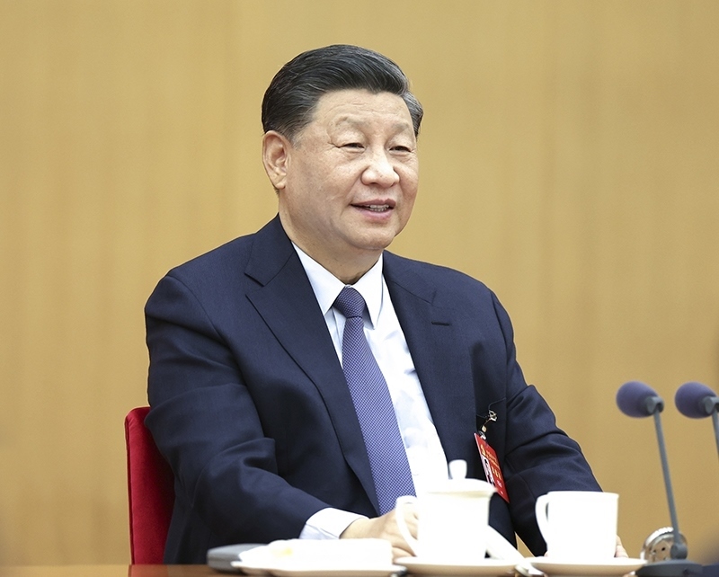 2022年10月17日，習近平同志參加黨的二十大廣西代表團討論。