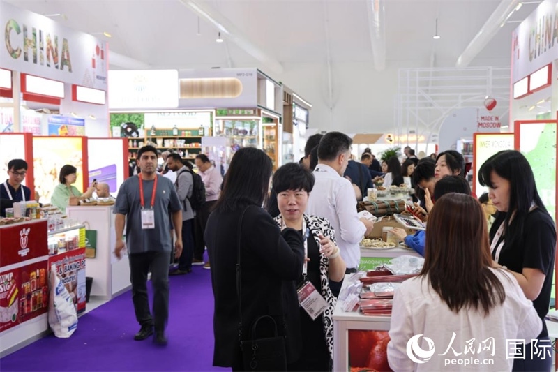 第三十屆海灣食品展正在迪拜舉行，圖為中國館一角。人民網(wǎng)記者 張志文攝