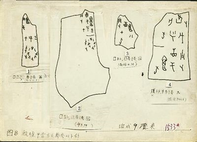 周堯?yàn)椤吨袊?guó)昆蟲(chóng)學(xué)史》摹寫的甲骨文材料。老科學(xué)家學(xué)術(shù)成長(zhǎng)資料采集工程供圖