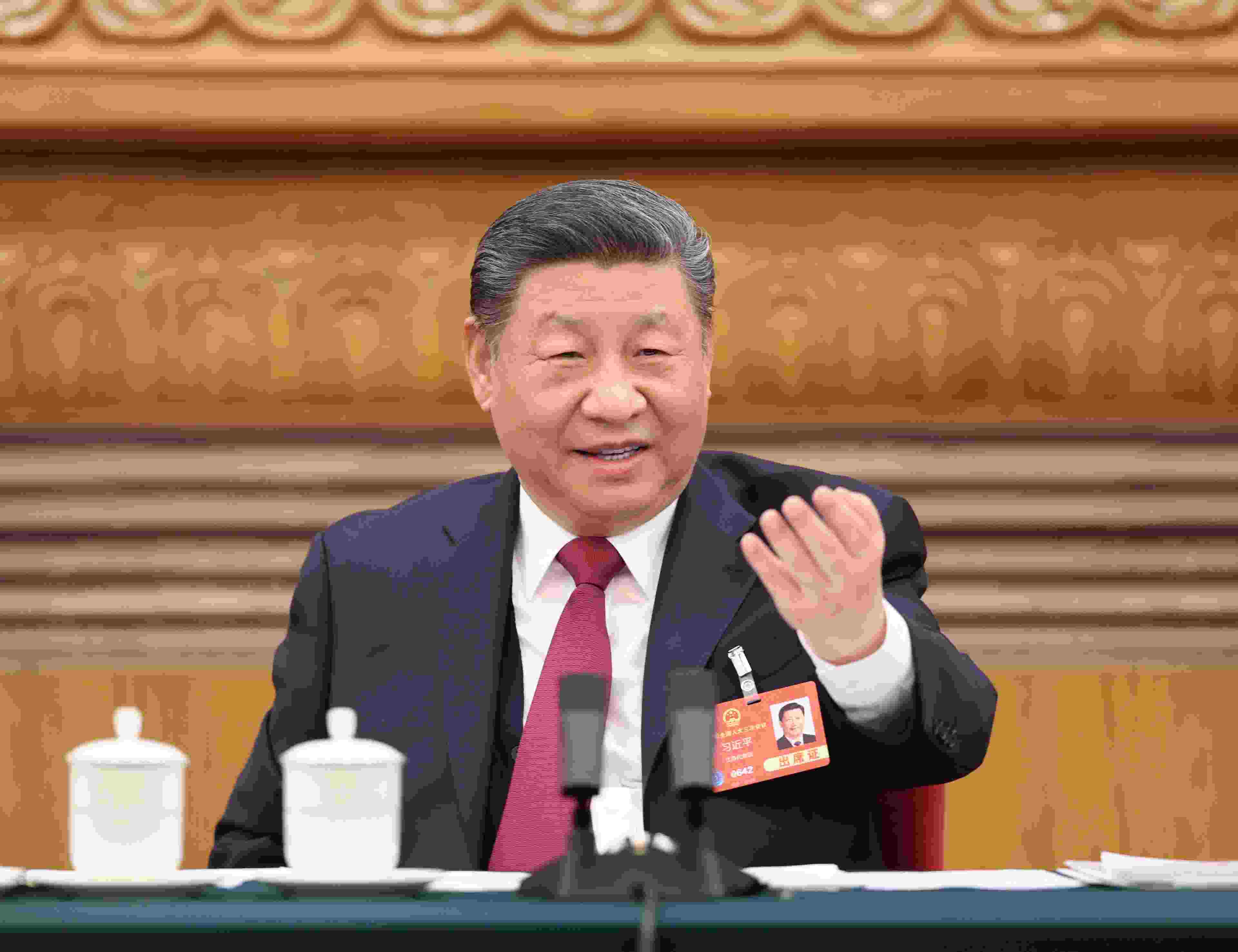△3月5日下午，中共中央總書記、國家主席、中央軍委主席習近平參加他所在的十四屆全國人大三次會議江蘇代表團審議。