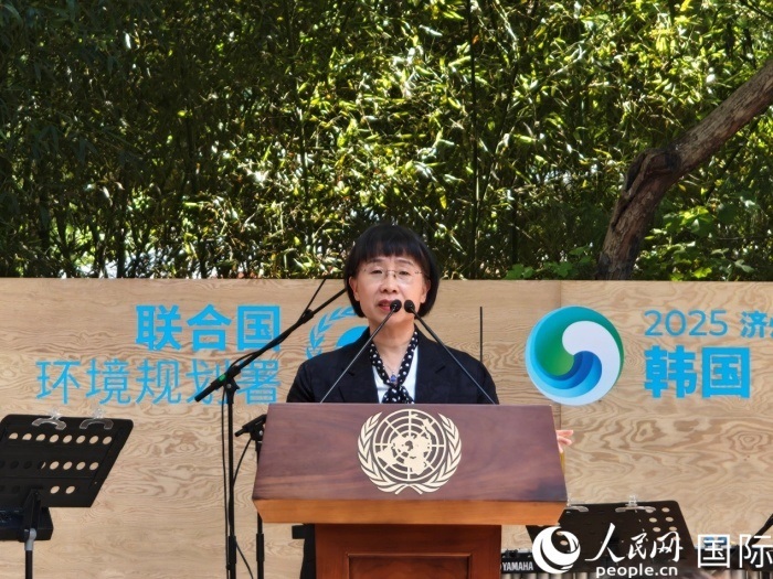 周?chē)?guó)梅致辭。人民網(wǎng)記者 李明攝
